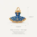 Pendentif robe de ballet en émail bleu élégant avec dorure et cristaux scintillants - Pendentif Robe Bleue