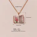 Collier élégant en or rose avec pendentif livre vintage et motif de fleur d'août - Collier Livre de Glaïeul d'Août