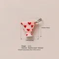 Süßer Emaille-Tassenanhänger mit Herzmuster, inklusive Maßen und Gewichtsangaben - Nr.9 Rosa Herz Becher Anhänger Ohne Kette
