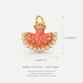 Pendentif robe de ballet rose en cuivre doré avec perles blanches et cristaux - Pendentif Jupe De Ballet Rose
