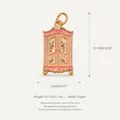 Vintage-Anhänger in Form eines rosa Kleiderschranks aus Kupfer mit Emaille-Details - Rosa Kleiderschrank-anhänger / Rosa