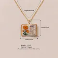 Collier avec pendentif livre d'octobre vintage en cuivre doré et détails floraux. - Collier Livre de Calendula d'Octobre