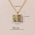Collier pendentif vintage en forme de livre avec motif floral de novembre en cuivre doré. - Collier Livre de Perce-neige de Novembre