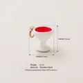 Miniatur weißer Tassenanhänger mit roter Innenseite und goldenem Ring, 19 mm Größe - Nr.13 Wassermelone Kelch Anhänger Ohne Kette