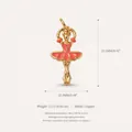 Vue détaillée du pendentif ballerine en émail rose en cuivre pour un usage quotidien - Pendentif Ballerine Rose