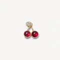 Eleganter goldener Kirschenanhänger mit roten Glassteinen und funkelndem Blatt - Kirsch Anhänger / Nur Anhänger (Keine Kette) / Rot