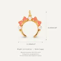 Pendentif nœud en émail rose et perles pour collier, accessoire en cuivre plaqué or - Serre-tête À Nœud Rose Avec Pendentif