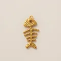 Minimalist golden stainless steel fish skeleton pendant charm for DIY jewelry necklace - Fishbone Style (PJBJ261620GK) / Pendant Only