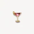 Exquisiter vergoldeter Martini-Cocktailglas-Anhänger mit rosa Edelstein-Inlay im Vintage-Stil - Rosa Weinglas-Anhänger / Nur Anhänger (Keine Kette) / Rosa
