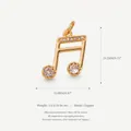Élégant pendentif note de musique doré avec des pierres roses et des cristaux brillants - Pendentif En Forme De Note De Musique Dorée