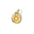 Dettaglio di un pendente a raggiera placcato oro con pietra preziosa arancione - Ciondolo Pietra Portafortuna Novembre / Oro