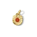 Ciondolo a raggio di sole dorato con una pietra preziosa rossa rotonda sfaccettata - Ciondolo Pietra Portafortuna Gennaio / Oro