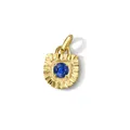 Elegante ciondolo a raggiera placcato oro con gemma blu rotonda posta al centro - Ciondolo Pietra Portafortuna Settembre / Oro