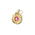 Ciondolo placcato oro con pietra rosa e design con bordo a raggio di sole - Ciondolo Pietra Portafortuna Ottobre / Oro