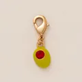 Elegant green olive enamel charm with red crystal for bikini and swimsuit decoration - Avocado