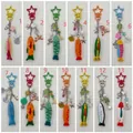 Colorful handmade fish charms with star-shaped clasps and beads for bag decoration - Yellow Star Pink Fish Pendant