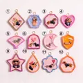 Detailed display of twelve unique Valentine's dachshund dog pendants in various shapes - Flower Dog Pendant
