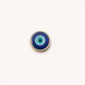 Hochwertiger runder blauer Evil Eye Glasanhänger mit goldenem Metallrand für DIY-Schmuckdesign - Böser Blick Anhänger / Einzelnes Zubehör (Ohne Kette) / Blau