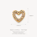 Ciondolo a forma di cuore dorato con strass trasparenti per la creazione di gioielli - Cuore in Zircone Intarsiato
