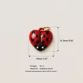 Detailed view of heart-shaped ladybug pendant with stainless steel material specs - No. 19 Heart Ladybug Pendant Only (Without Chain)