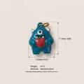 Close-up of blue monster heart charm showing 17.5mm height and stainless steel material info - No. 12 One-Eyed Heart Monster Pendant Only (Without Chain)