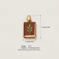 Detail of 316 stainless steel book pendant with leaf motif and dimensions - Red Book Pendant / Red
