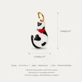 Minimalistischer Edelstahl-Katzenanhänger mit schwarz-weißem Emaille-Muster und Goldring - Stil 4 Rückansicht Katzenanhänger