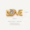 Ciondolo cuore LOVE placcato oro per collane fai-da-te, dettaglio in rame 8,9x3,9 mm - Charm LOVE con Zirconia