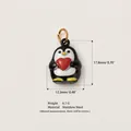 Detail view of a 3D penguin charm holding a heart with dimensions and weight info - No. 7 Heart Penguin Pendant Only (Without Chain)