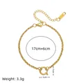 Gouden roestvrijstalen schakelarmband met verstelbare lengte 17cm+6cm en 1cm sluiting - Parels Ketting met Open Ring (Armband)