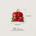 Detail view of red heart pendant with dimensions and stainless steel material info. - 4 Heart-shaped Flowers