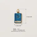 Detail view of 316 stainless steel blue book pendant with dimensions and weight info - 2-Blue Book Pendant