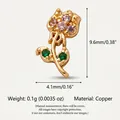 Ciondolo floreale oro vintage con cristalli rosa e pietre verdi, parte in rame - Charm Rosa con Zirconia
