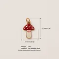 Detailed view of 316 stainless steel mushroom pendant with dimensions and weight info - Red Mushroom Style (No. 3) / 17.7x11.7mm / Gold