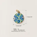 Detailed view of round stainless steel pendant with geometric patterns and dimensions - 5-Round Pendant