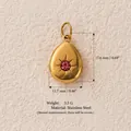 Vue détaillée d'un pendentif goutte en acier doré avec une pierre rose et étoile - No.5 Pendentif Goutte d'Eau Rouge Seul (Sans Chaîne) / 17.6mm x 11.7mm / Or