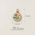 Detail view of a 316 stainless steel floral pendant with dimensions and weight specs. - Tulip Style (No. 6) / 15.1x17.7mm / Gold