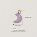 Detail of purple crescent moon charm showing 316 stainless steel material and dimensions - 7-Moon Pendant