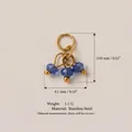 Détail d'un pendentif en acier inoxydable doré avec perles bleues et dimensions - No.7 Pendentif Pierre Bleu Royal Seul (Sans Chaîne) / 13.0mm x 4.1mm / Or