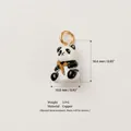 Cute panda enamel charm pendant with copper base and gold loop, dimension detail macro - Panda