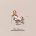 Pendentif licorne en émail peint à la main en blanc et rouge avec anneau en acier - N° 7 Pendentif Cheval Étoile