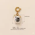 White enamel dog head pendant in gold-tone stainless steel for DIY jewelry - Bear
