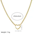 Elegante goudvergulde koperen harthanger ketting met 47 cm verstelbare schakelketting - Hart Karabijnhaak Ketting (17mm)
