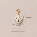 Leopard head animal charm pendant in gold-plated stainless steel for DIY jewelry - White Leopard