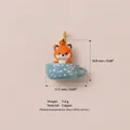 Ciondolo volpe 3D in rame in tazzina da tè a pois blu, accessorio per gioielli animali - Ciondolo Volpe in Tazza da Tè / Pendente Volpe 1