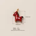 Pendentif licorne en émail rouge avec motifs floraux peints à la main en cuivre doré - N° 12 Pendentif Cheval Tacheté Rouge