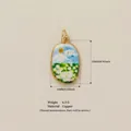 Pendentif ovale artistique en émail avec motif champ de fleurs en cuivre - Pendentif Ciel