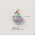 Ciondolo per gioielli 3D con pinguino e volpe in tazza di rame dipinto a mano, 19 mm - Coniglio Blu / Oro
