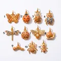 A selection of 11 insect-themed jewelry pendants with gold finish and animal prints - Butterfly Pendant (Pendant Only)