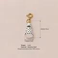 Ciondolo foca in acciaio inox con macchie dalmate, placcato oro 18k, 20mm. - Gatto maculato